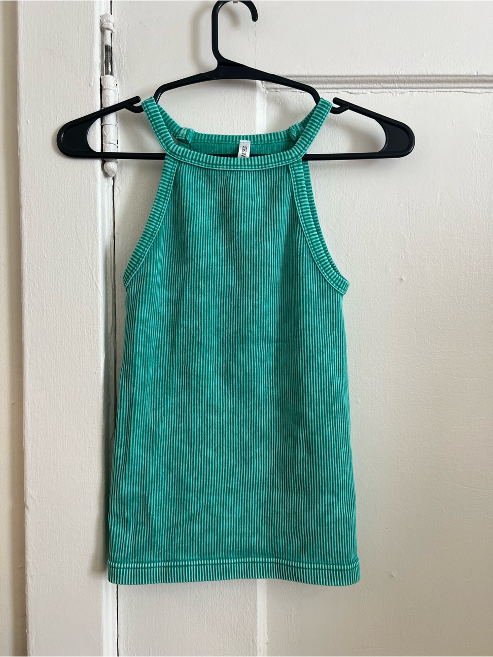 Zenana Ribbed Teal Halter Tank Top